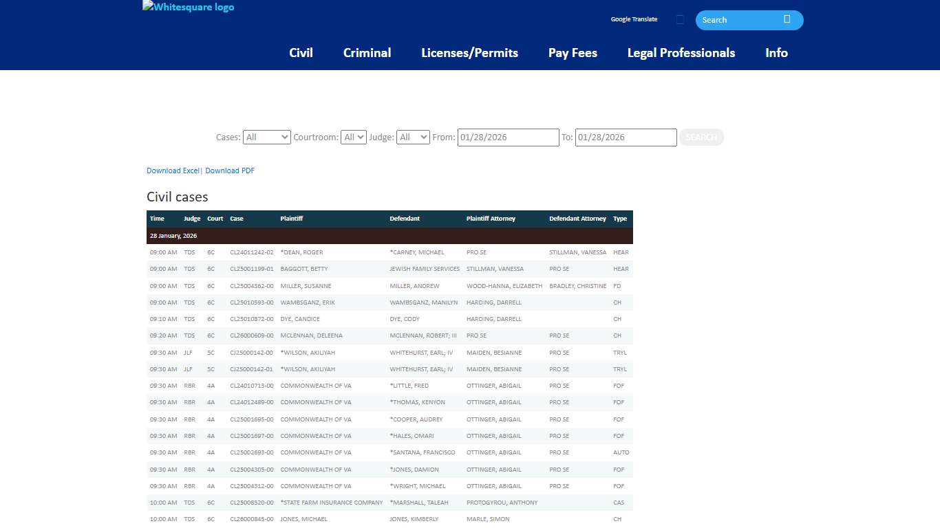 Daily Docket - Norfolk Circuit Court Clerk’s Office